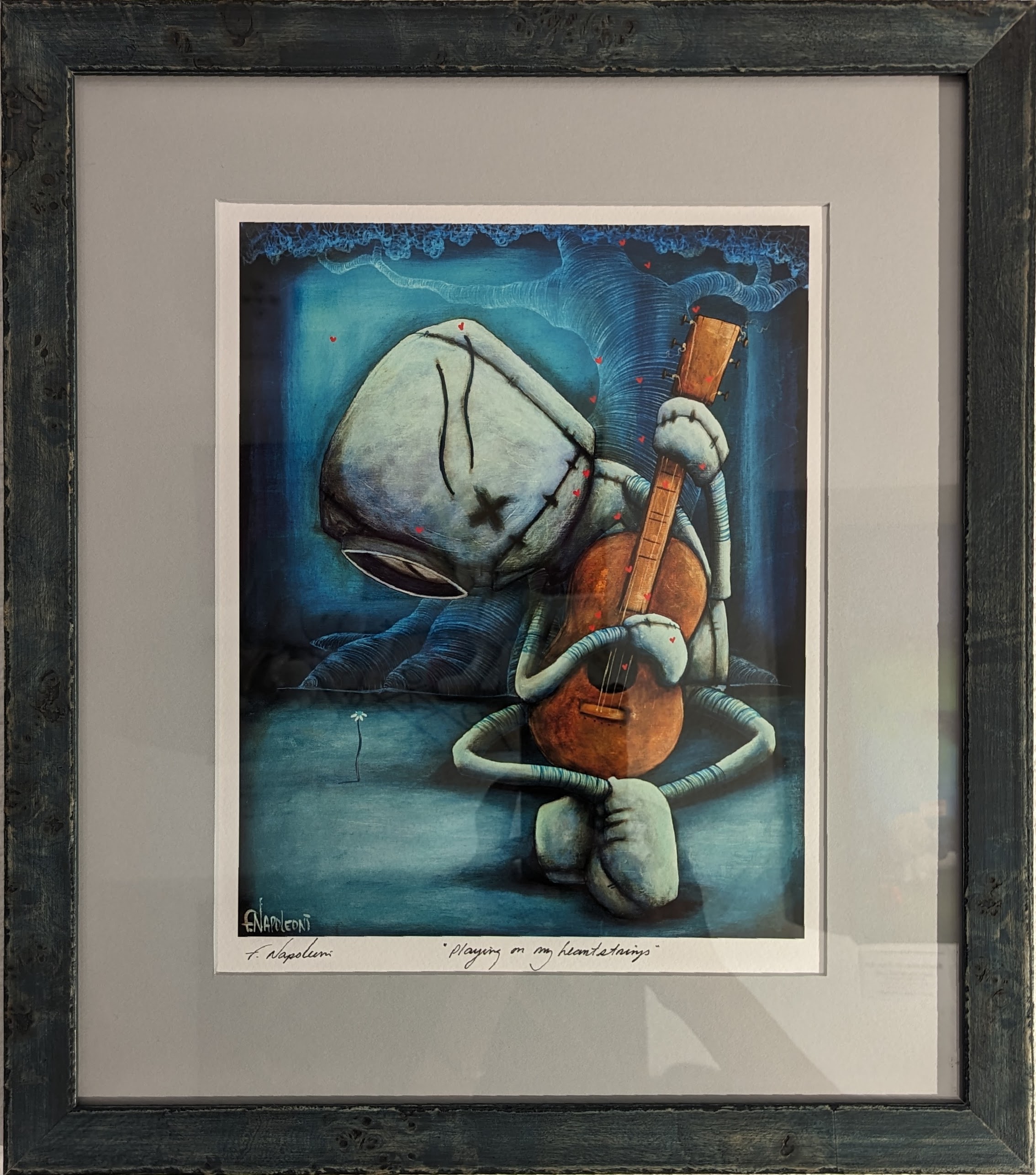 Fabio Napoleoni Playing on My Heart Strings (OE) (Mini Print) (Framed)